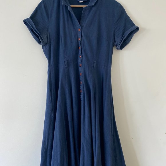 Collectif Vintage - Navy Midi Dress - Picture 1 of 2